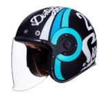 Retro Jet Rebel Black White & Blue Helmet
